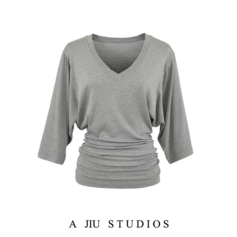 Minceur v-ne 3/4 Sve t-shirt Dr femmes coupe ample jupe ort ceinturée tenue décontracté saison d'été origine chinoise