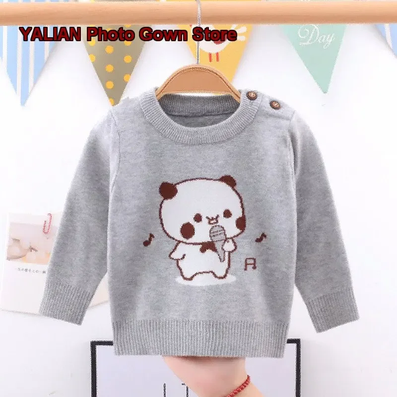 Infant Knit Top Baby Boy Girl Autumn Winter Solid Color Round Neck Long Sleeves Cotton Base Layer Girls