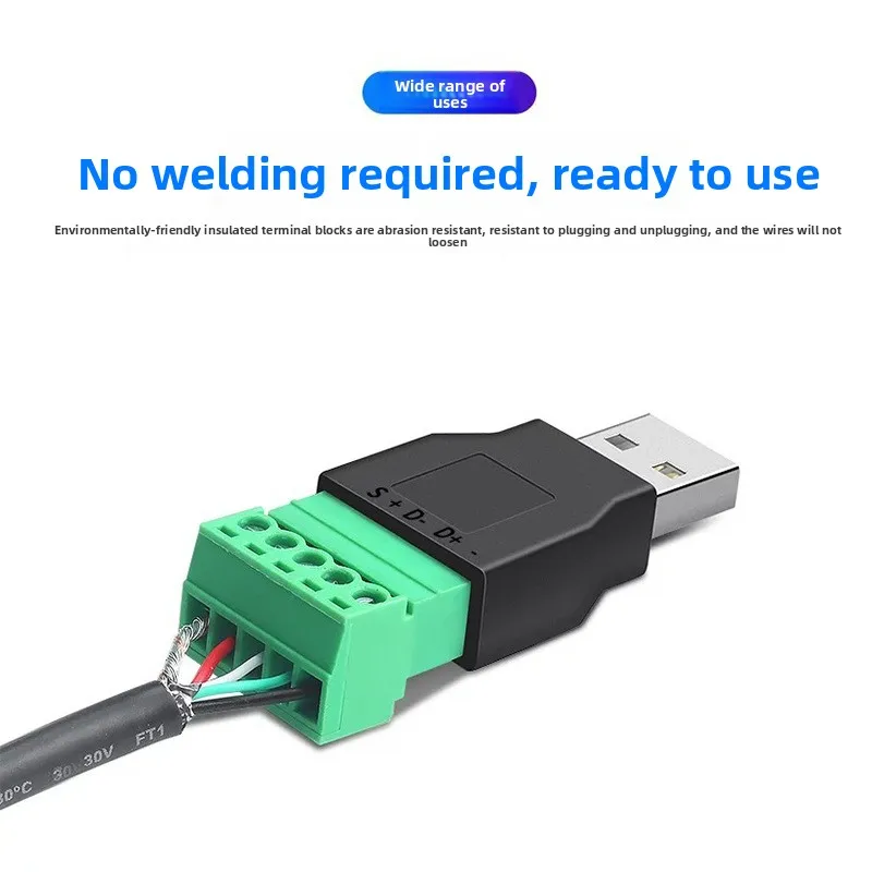 Computer Phone Keyboard Mouse USB Plugs Type A 2.0 Solderless Male/Female To Screw Connector with Shield Adapter