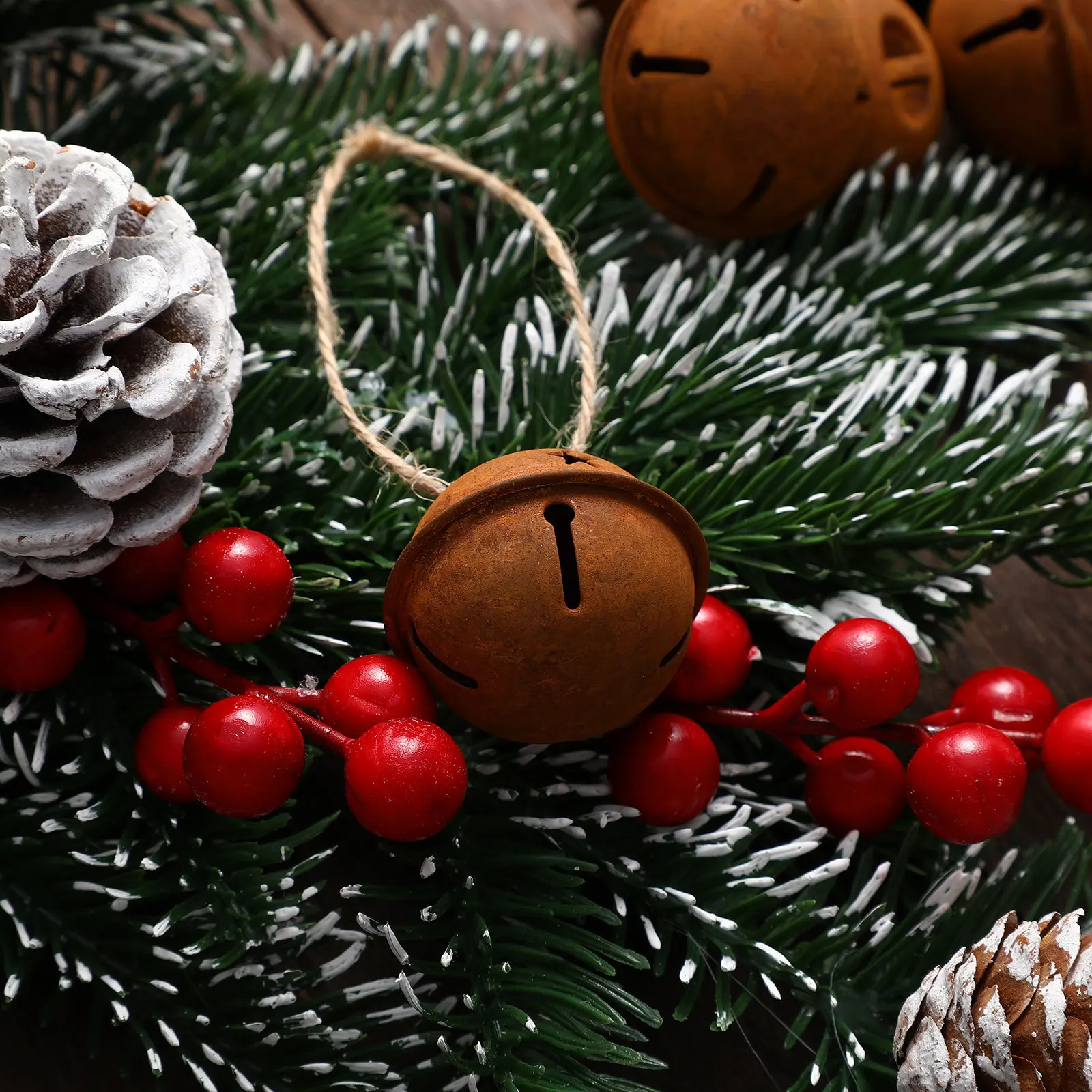 

12Pcs 40Mm Rust-Look Metal Bells with Cutout Stars Jingle Bells for Christmas Decorations DIY Jewelry Pendants Holiday Gifts