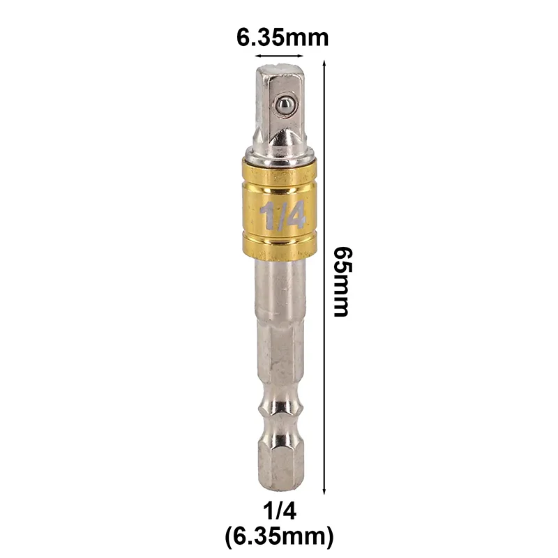 Hex Shank Drill Socket Adapter Set for Impact Driver - Square Socket Drill Bits Bar Extension, 1/4, 3/8, 1/2