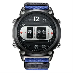 1pc / lot Men Unique Designer Watches Fashion Nylon Band Tires Cool Design Big Brand Date Quartz Wrist Watch Black Reloj Hombre
