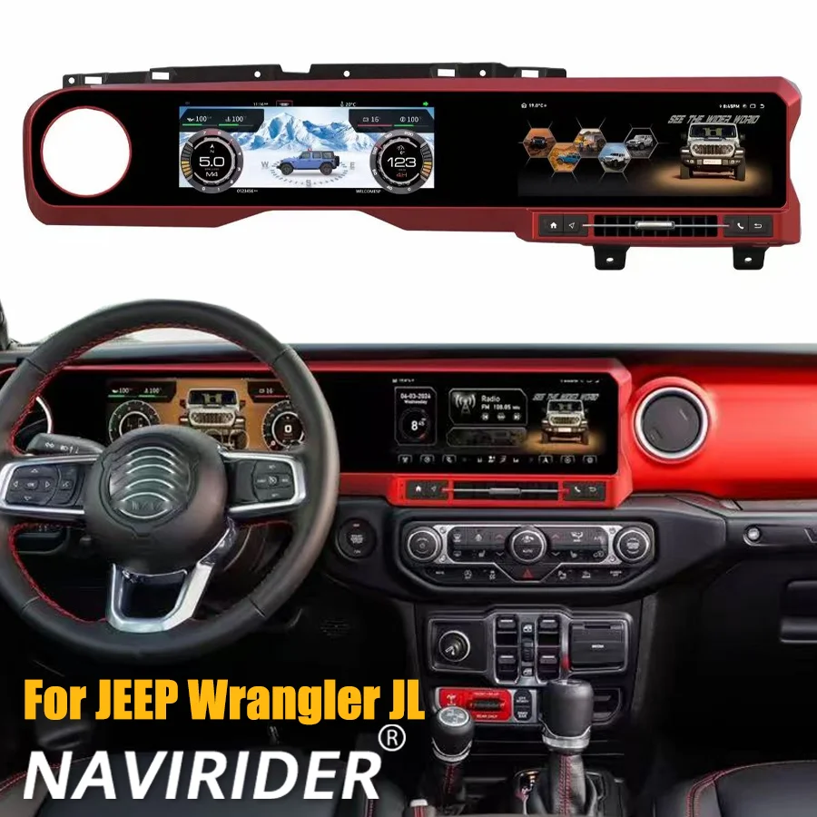 12.3inch Dual Screen Android Car Radio For JEEP Wrangler JL 2018-2022 Multimedia Video Player GPS Navigation Carplay Head Unit