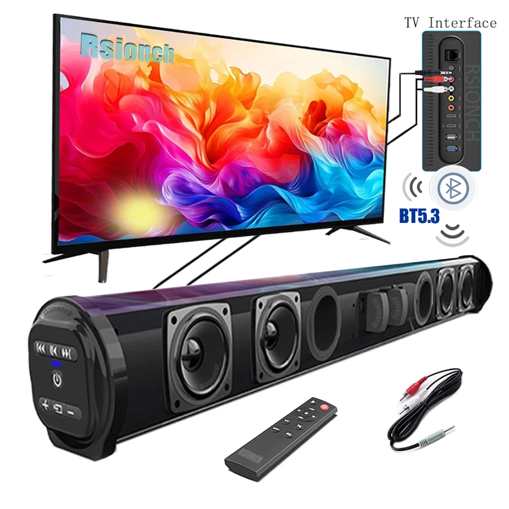 

Rsionch Home Theater Bluetooth Speaker Column Wireless TV Soundbar FM Radio Speakers for PC Laptops Smartphone USB/TF input