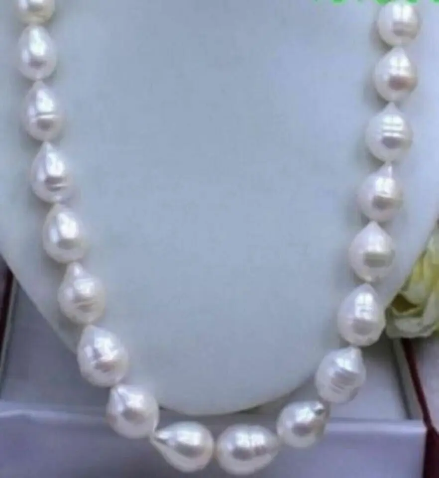 

18 inch AAA+11-12mm Natural South China Sea White Pearl Necklace 14k