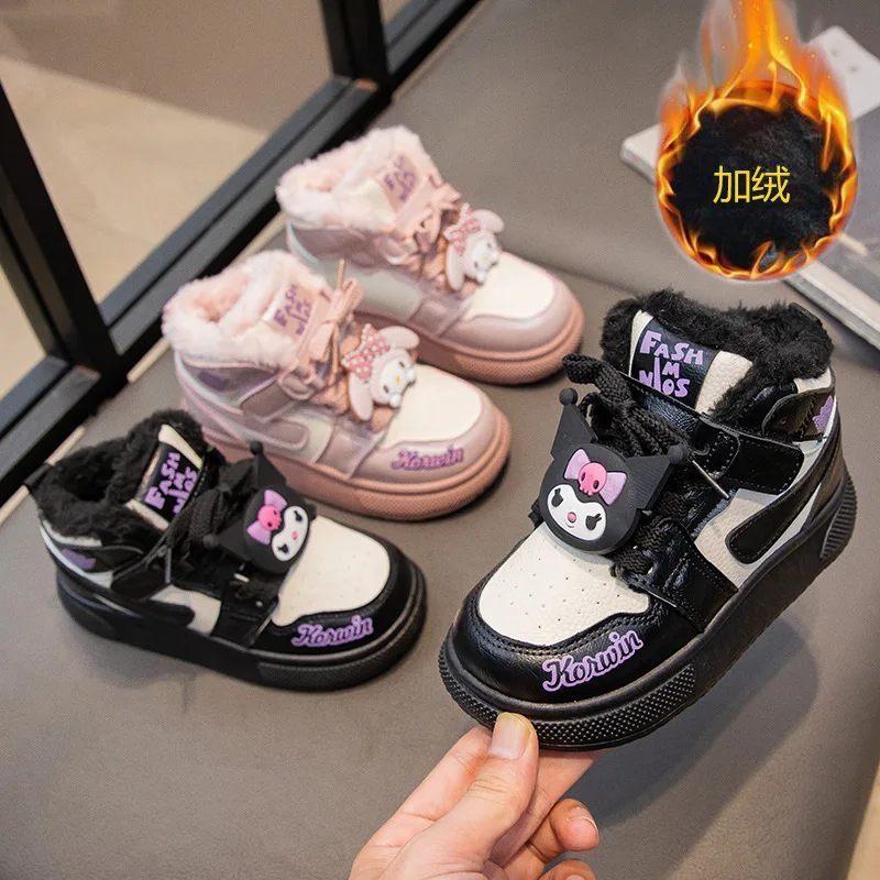 

Sanrio Kuromi Girl Winter Fashion Keep Warm Sneakers Student Fleece-Lined Thicken Child Cartoon Leisure Cotton Shoes New Style