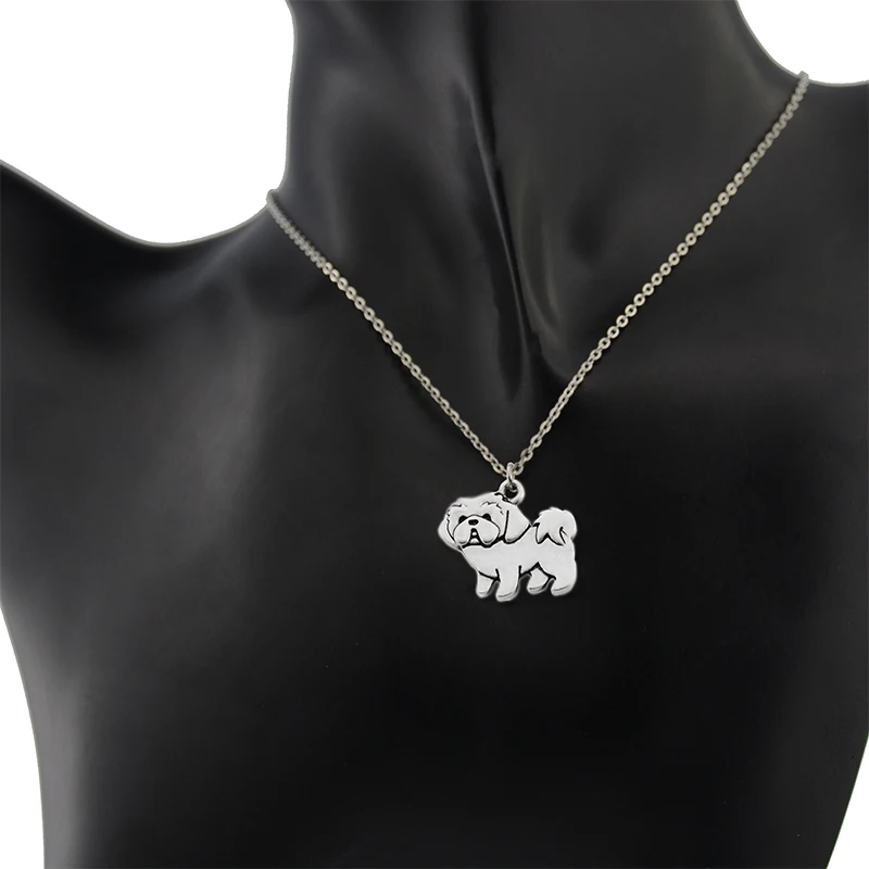 Fei Ye Paws Vintage Boho Shih Tzu Dog Charm Pendant Necklaces For Girls Pendant Stainless Steel Chain Animal Necklace Women