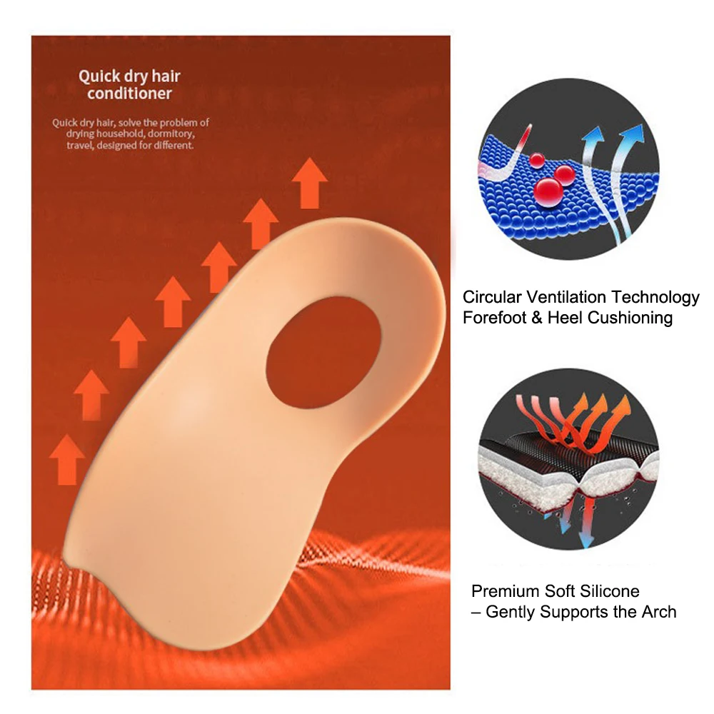 Premium Soft Silicone Plantar Fasciitis Orthopedic Insoles for Shoes Correction Arch Support Flat Foot O-Shaped Legs Insole