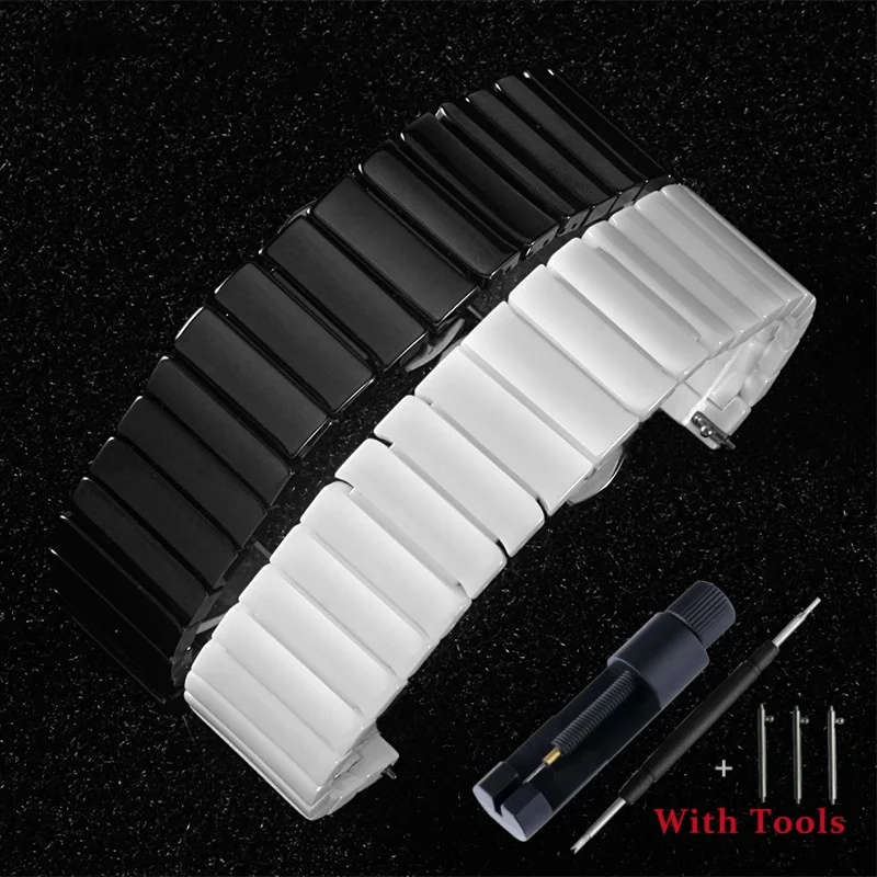 

20mm 22mm 24mm Quick Release Ceramic Watch Strap Metal Butterfly Watch Buckle Band for Universal Watch Bracelet Accessories