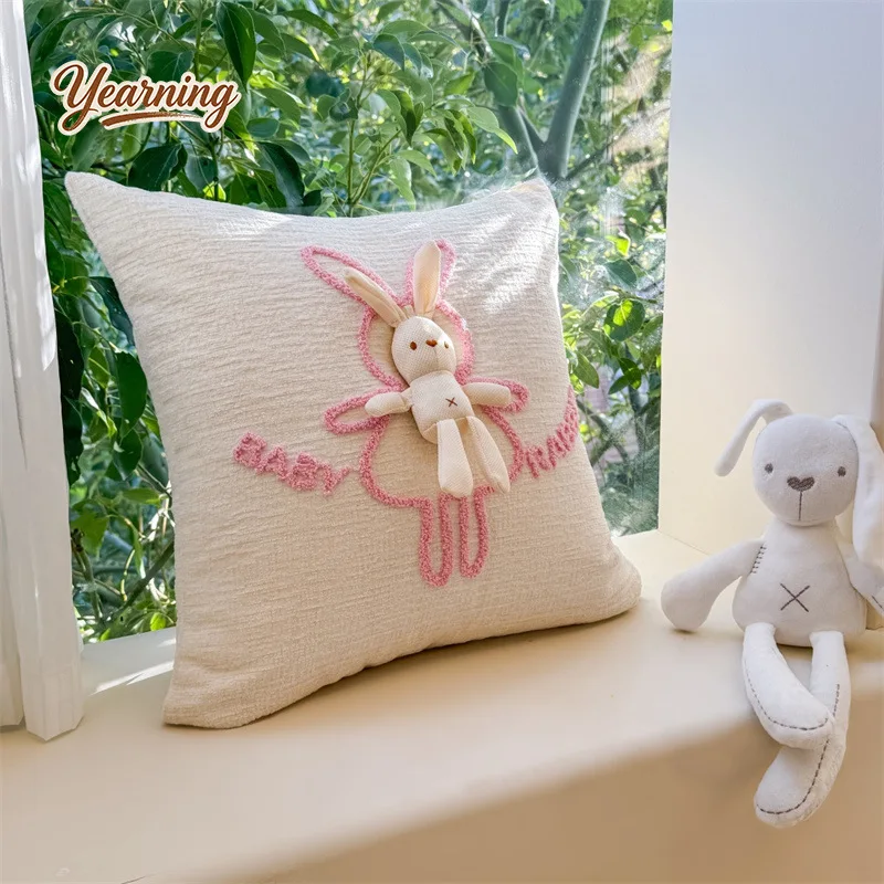 Immagine 3: Cuscino a Forma di Cuore con Fiocco Rosa per San Valentino, Piccolo Cuscino a Forma di Coniglio per Divano, Cuscino per Ragazze Adolescenti