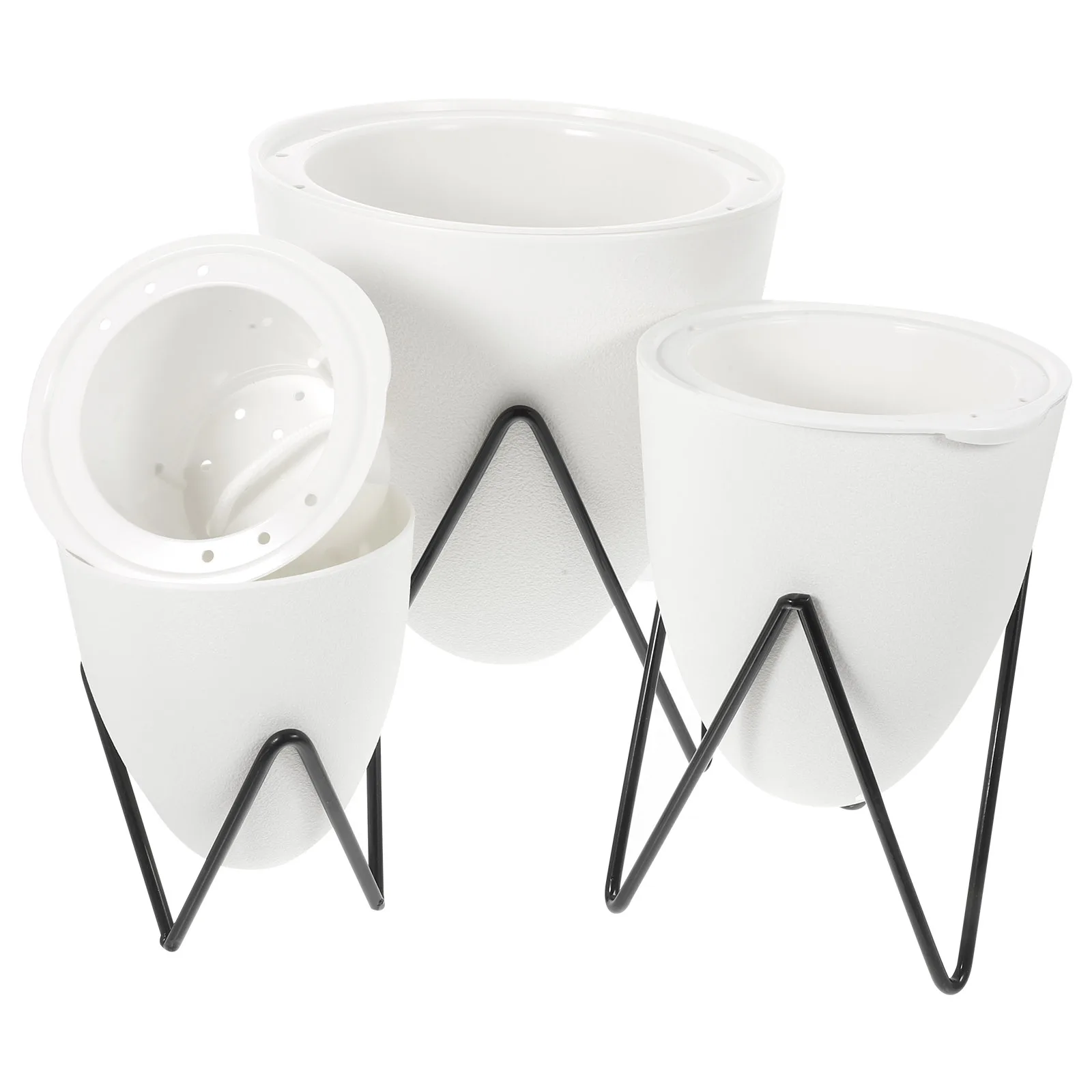 

3 set Self-Watering Flower Pot Set Lightweight Durable Plant Container For Garden Indoor Outdoor Use Nordic Style Home Flower