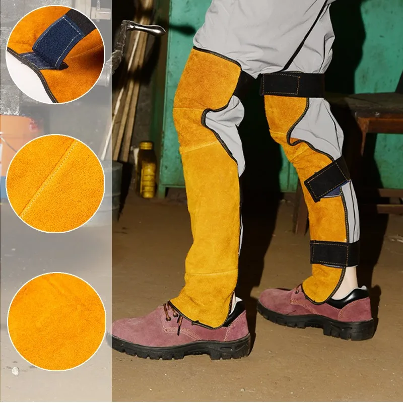 

1 Pair Heat Insulation Cowhide Leather Welding Knee Protection Pad Anti-Scald Leg Protective Cover Soldering Knee Protector