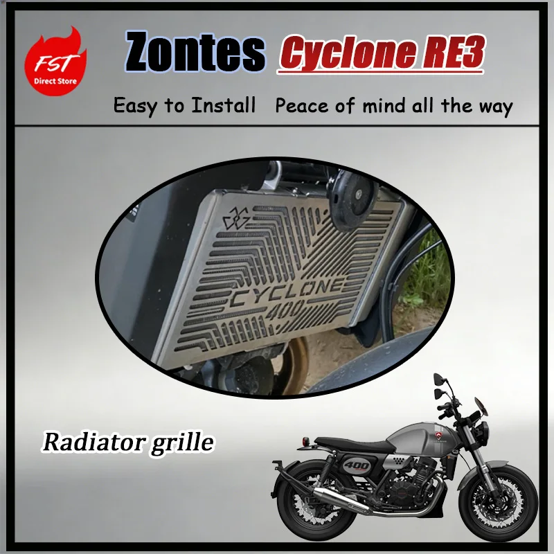 

FOR Zontes RE3RX3S Radiator Shield Durable Stainless Steel Rust-Resistant Black Coating Motorcycle Radiator Protection Accessory
