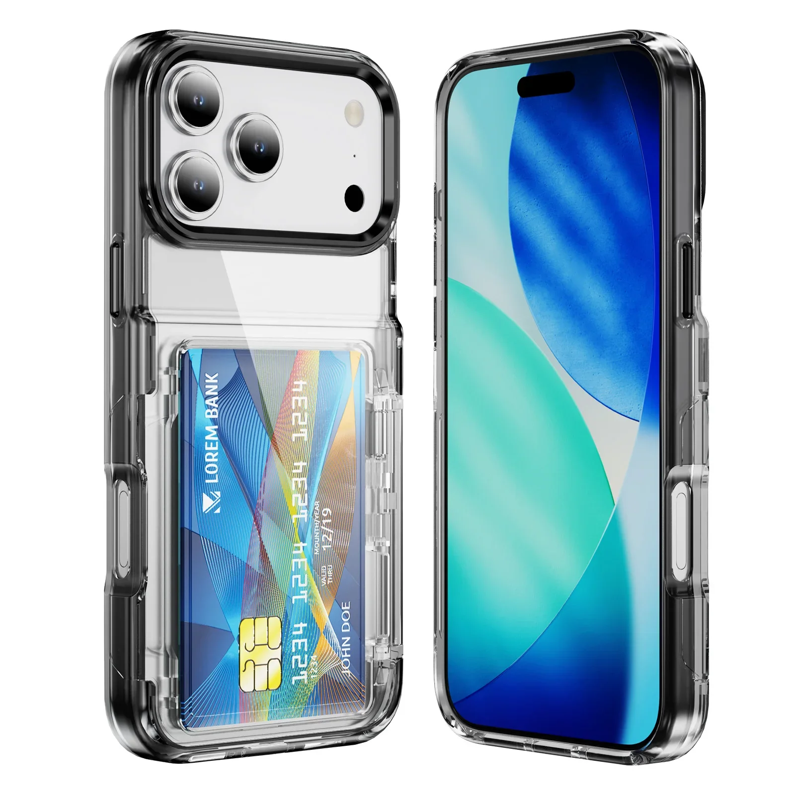 

Shockproof Wallet Card Pocket Clear Case for Iphone 17 Pro Max 17 Air Iphone17 13 12 Pro 15 16 14 Plus Iphone16 Iphone15