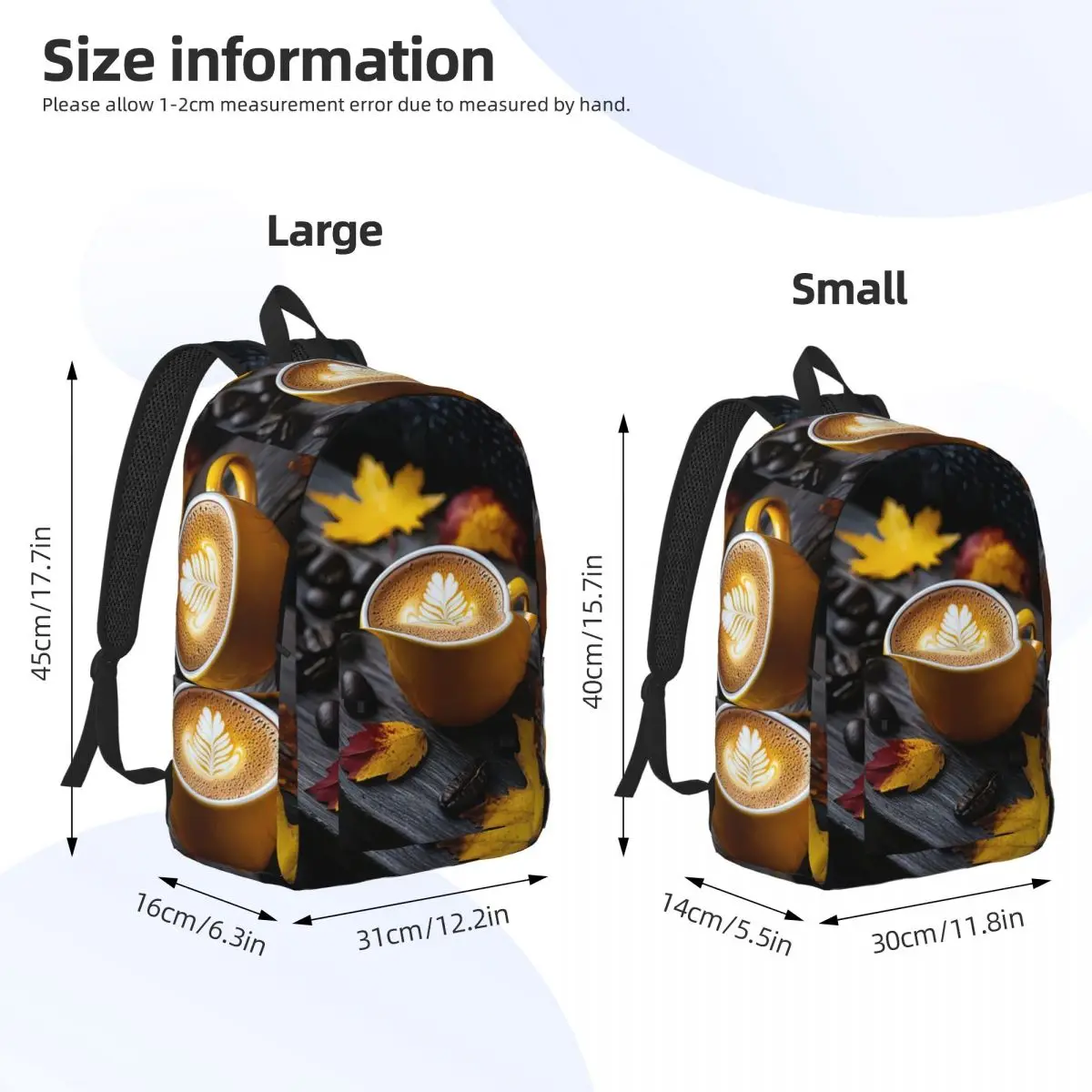 Autumn Latte A Cozy Coffee Moment With Golden Leaves Backpack Student Boys Girls BookBag Kids School Bag Laptop Shoulder Bags