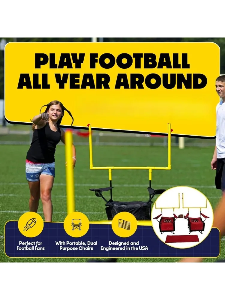 W_The Ultimate Football Yard Game Set, Permainan Lempar Bola Sepak Luar Ruangan untuk Acara Tailgating, Halaman Belakang, Pantai, Taman, Turnamen, Latihan Olahraga