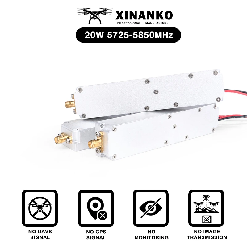 

20 Вт 5725-5850 МГц 5,8G FPV Defense GaN RF модуль VCO LORA DDS БПЛА C-UAS FPV Система воздушной мушки Система передачи от изображений