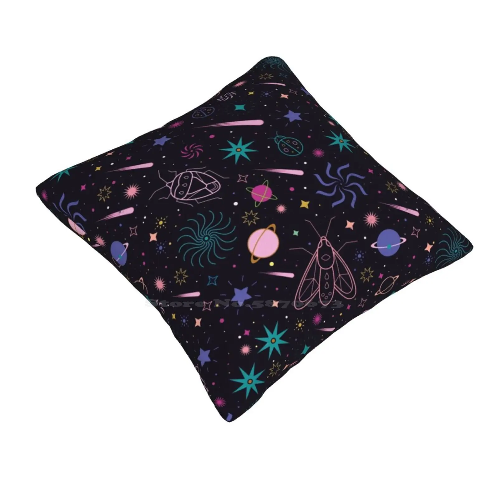 Bug Galaxy Bedroom Office Hug Pillowcase Bugs Insects Moth Ladybird Pattern Galaxy Decorative Planet Stars Comet Spacecore