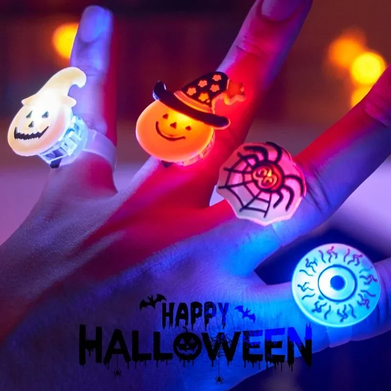 200PCS Halloween Glow Ring Horror Flash Props Halloween Party Decorations Halloween Christmas Decorations Halloween Decoration