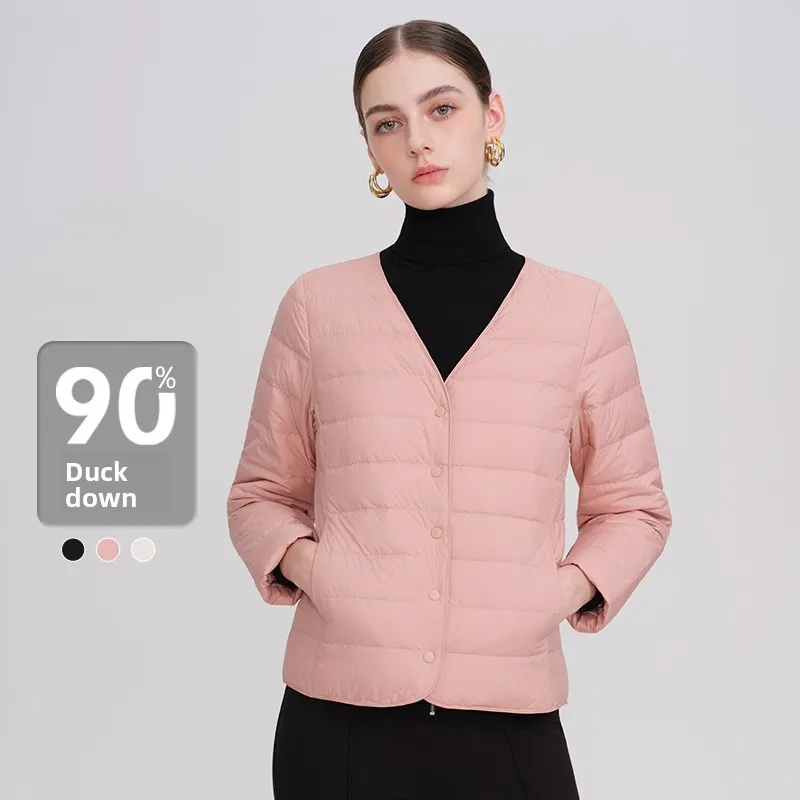 W2EJOURNEY جودة عالية الاتحاد الأوروبي الولايات المتحدة حجم الملابس الفاخرة في الهواء الطلق الخريف الخامس الرقبة خفيفة الوزن المرأة أسفل سترة #1