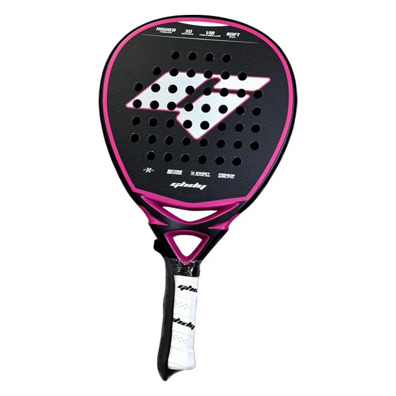 

Custom 3K Carbon Fiber Padel Racket Professional Teardrop Shape Soft EVA Core Padel Tennis Bat for Training