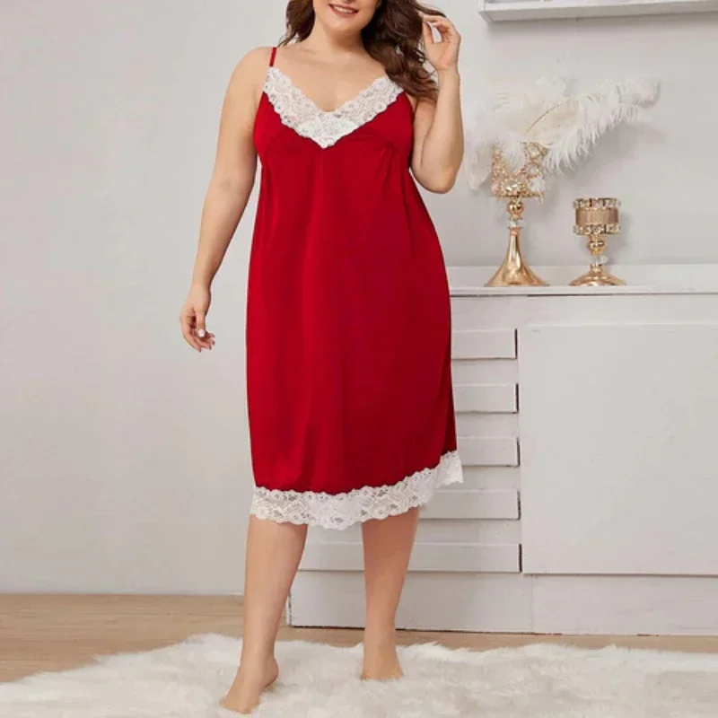 Sexy Sleepwear Plus Size Women Lingerie Sexy Slip Dress Pajama Ladies Home Dress Lace Lace Sexy Nightdress  Summer Dress