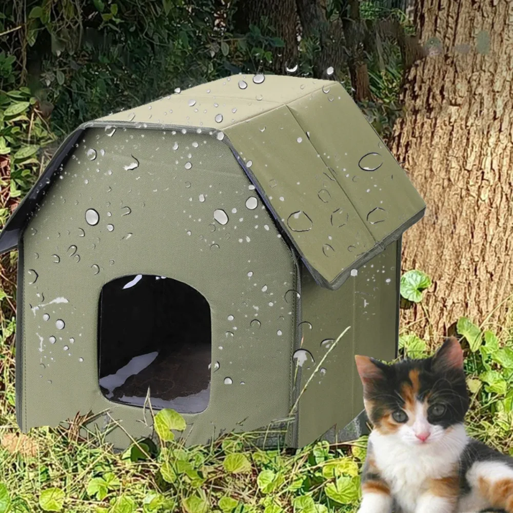 Outdoor Stray Cat Nest Waterproof Breathable Oxford Cloth Foldable Cat Kennel Dog Kennel Removable and Washable Pet House