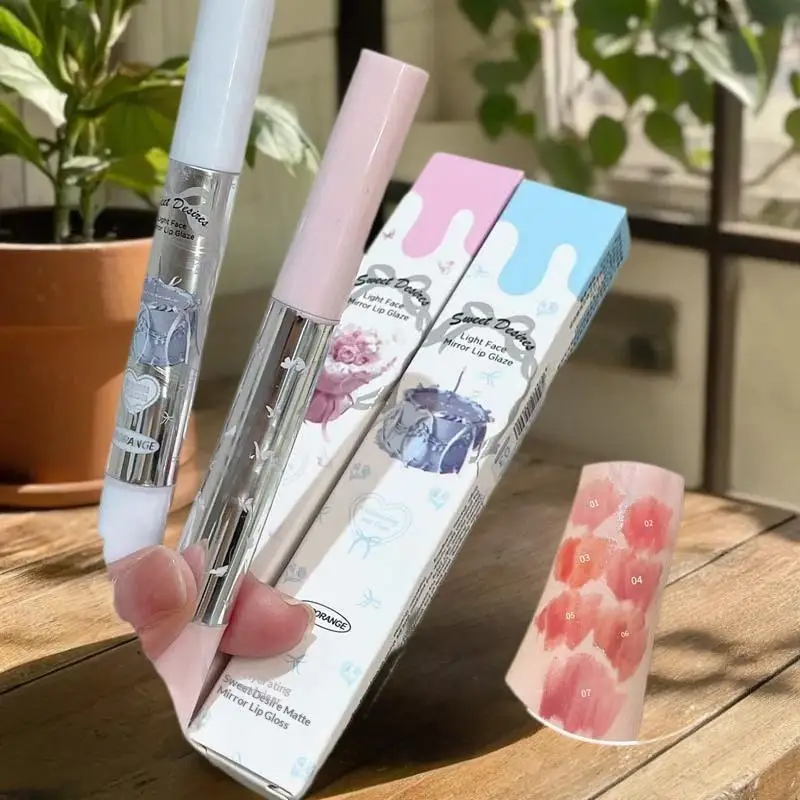 ملمع شفاه HERORANGE، لون شفاه مرطب مع إسفنجة مسطحة، غير لزج، لون مقاوم للماء يدوم طويلاً