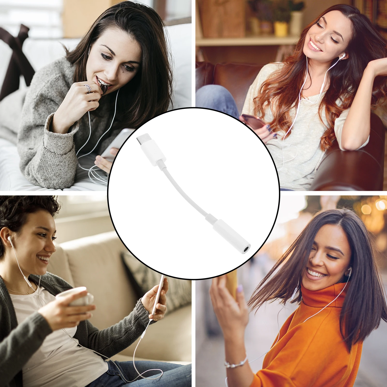 

Headphone Adapter Earphone Type C to 3.5mm Jack Converter for Black Color Tight Connection No Voice