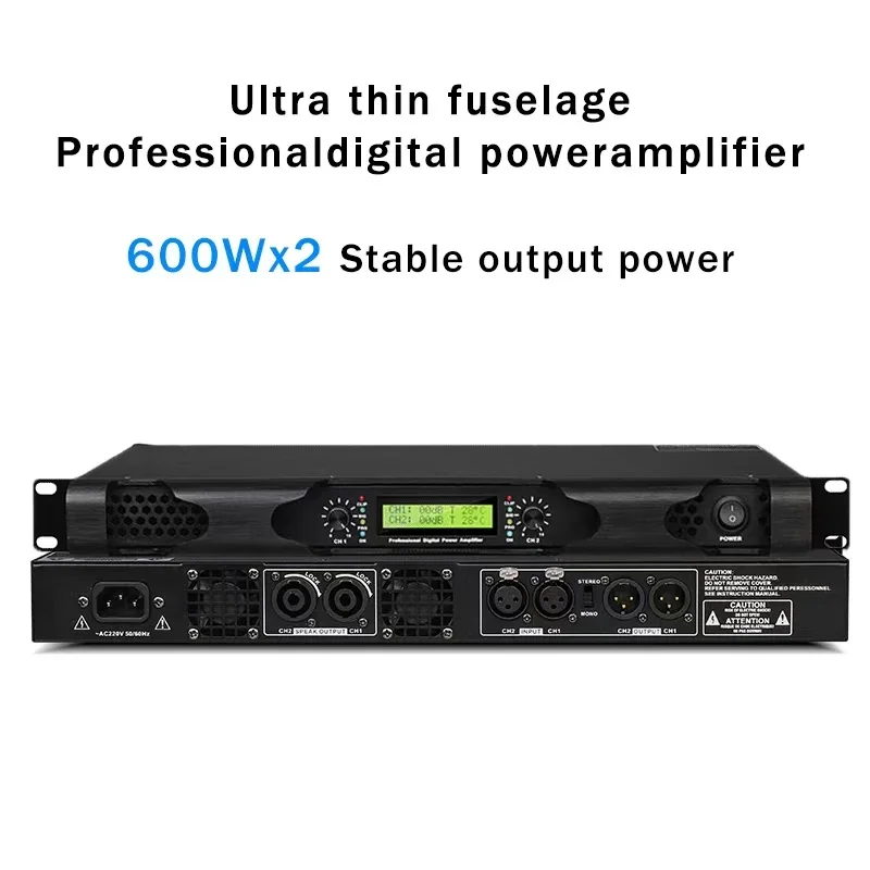 1U 2X600W DJ Power Amplifie 2-Channel Lightweight Amplifier Digital Power Amplifier For Small Stage Performances/Karaoke (DGA19)