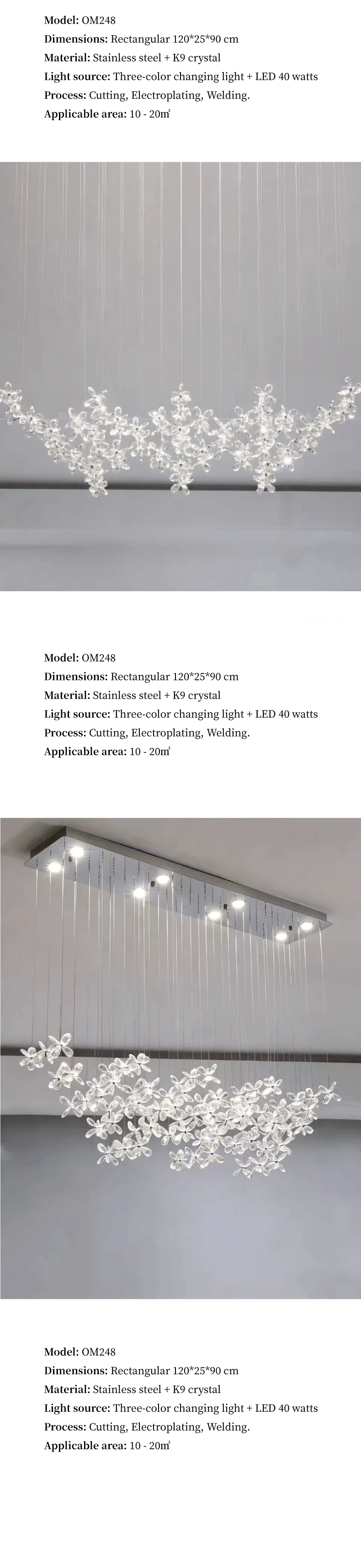 French Dining Room Crystal LED Pendant Lights
