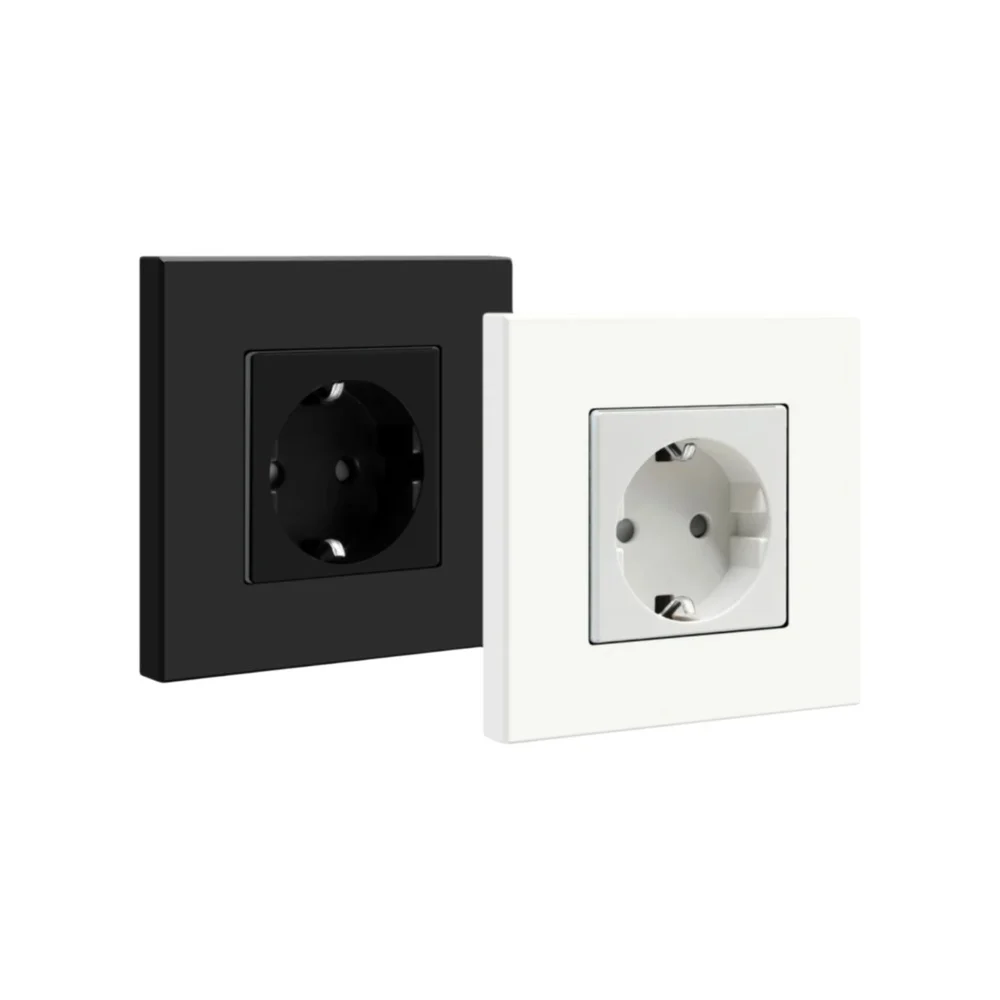 BSEED EU-Standard Wandsteckdose Kunststoffrahmen 16A Einzelsteckdose 86mm für Zuhause, Büro, Schlafzimmer, Elektroanschluss 110V - 240V