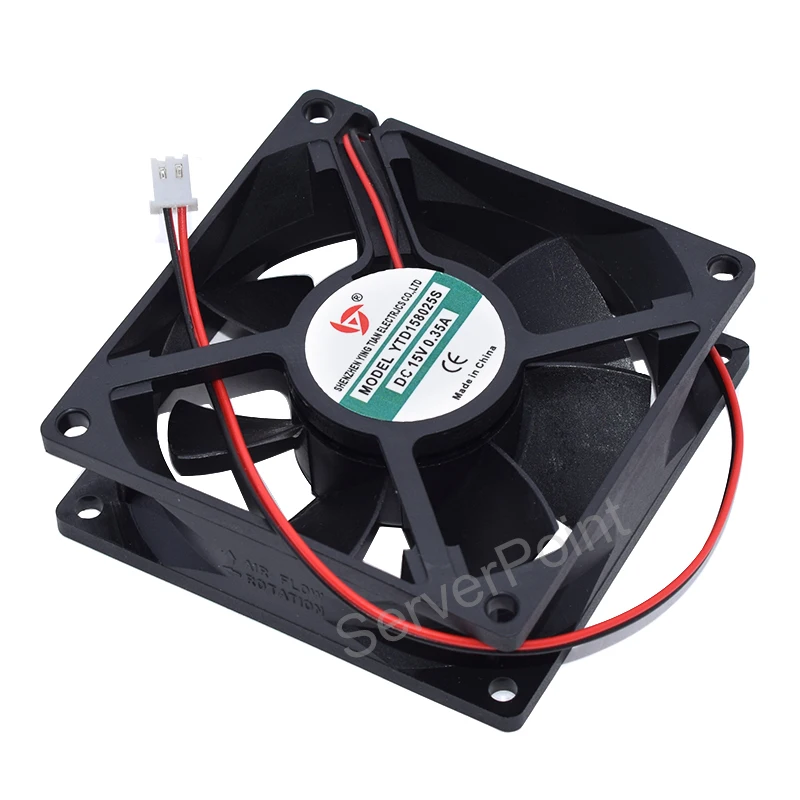 Original for YTD158025S DC 15V 0.35A 2-wire 80x80x25mm Server Cooling Fan