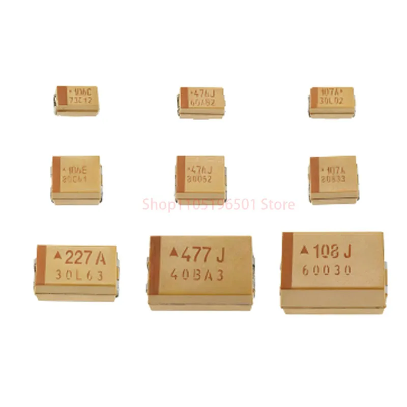 

5PCS E-type Case Tantalum capacitor 6.3V 10V 16V 25V 35V 10UF 22UF 33UF 47UF 470UF 680UF 1000UF