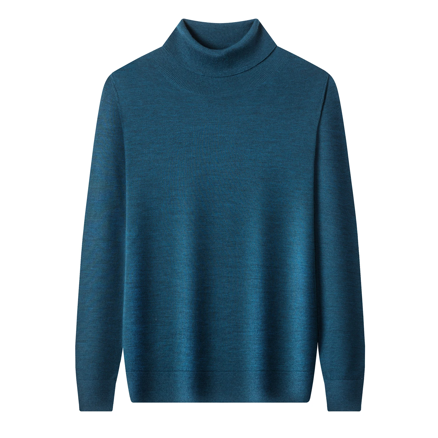 

100% Superfine Wool Tops Men Autumn Winter Turtleneck Thin Sweater Long Sleeve Pure Worsted Wool Jumper High Collar Clothes