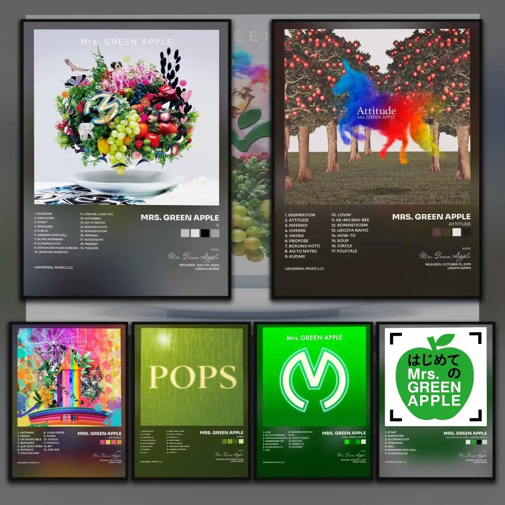 Rock Band M-Mrs GREEN APPLE Poster Wall Art Prints for Bedroom Living Room Office Home Decoration Hanging Artwork Gift