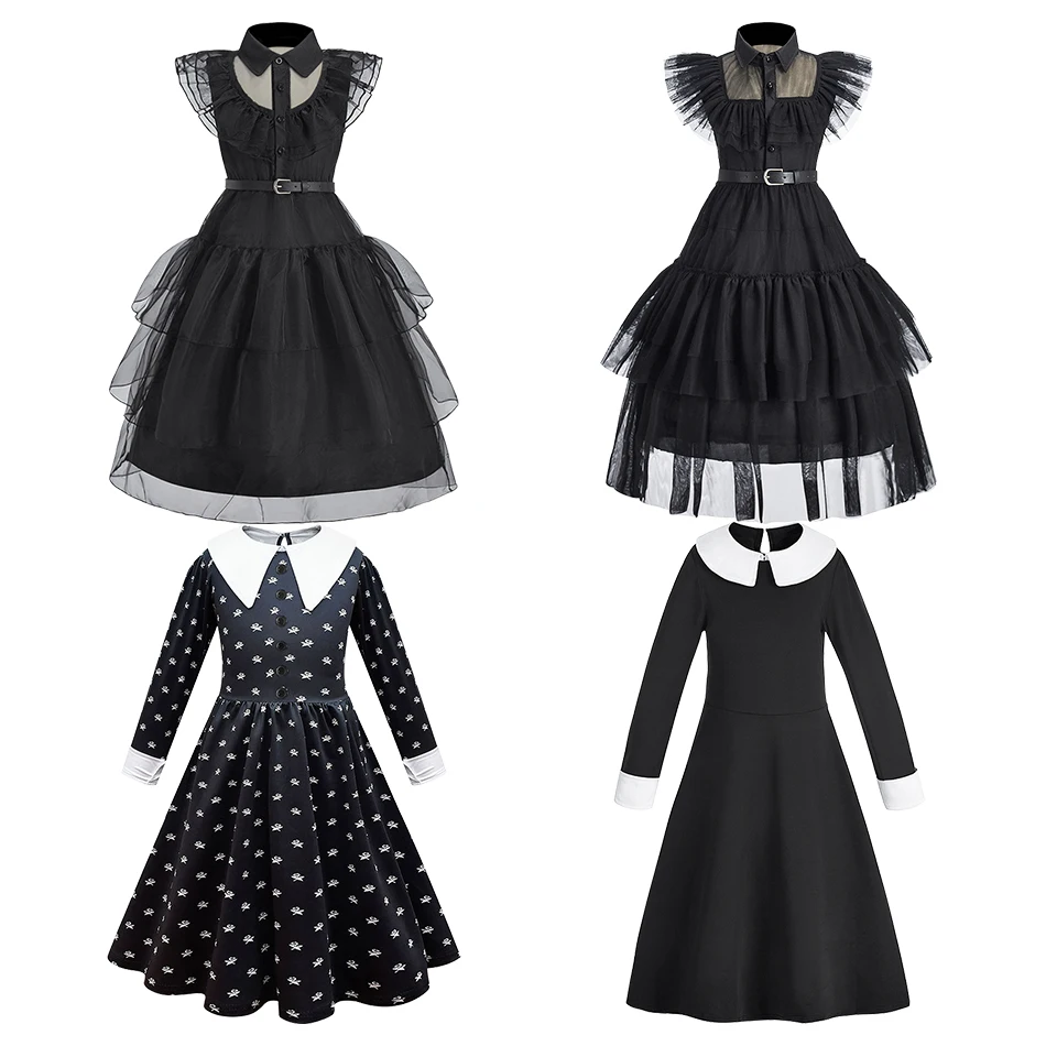 

Girls Elegant Chic Black Princess Cosplay Dress Multiple Styles Suitable Halloween Carnival Birthday Parties Multiple Occasions