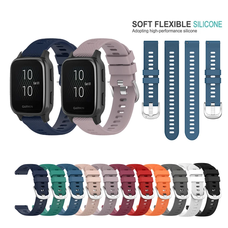 Silicone Strap 20mm Band For Garmin Venu Sq 2 / venu2 Plus / 165 55 158 245 645 / Vivoactive 5