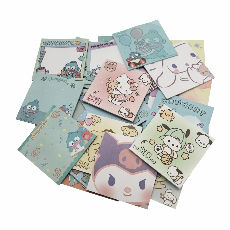 Anime Sanrio Hello Kitty Hangyodon Cute Square Cartoon Student Portable Tearable Sticky Notebook, Note Pad, Office Message Paper