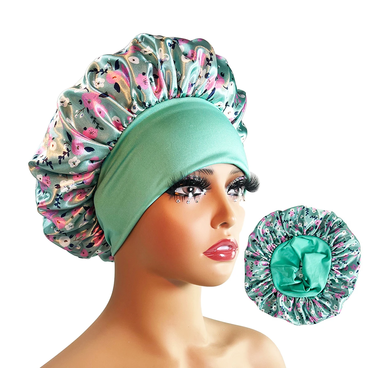 Colorful Silk Sain Bonnet Women Night Sleep Cap Head Wear Lady Headwrap Hair Care Hat Beauty Accessories