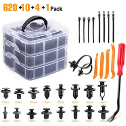635Pcs Car Push Retainer Clips Auto Fasteners Assortment Nylon Bumper Fender Rivets for Toyota GM Ford Honda Acura Chrysler