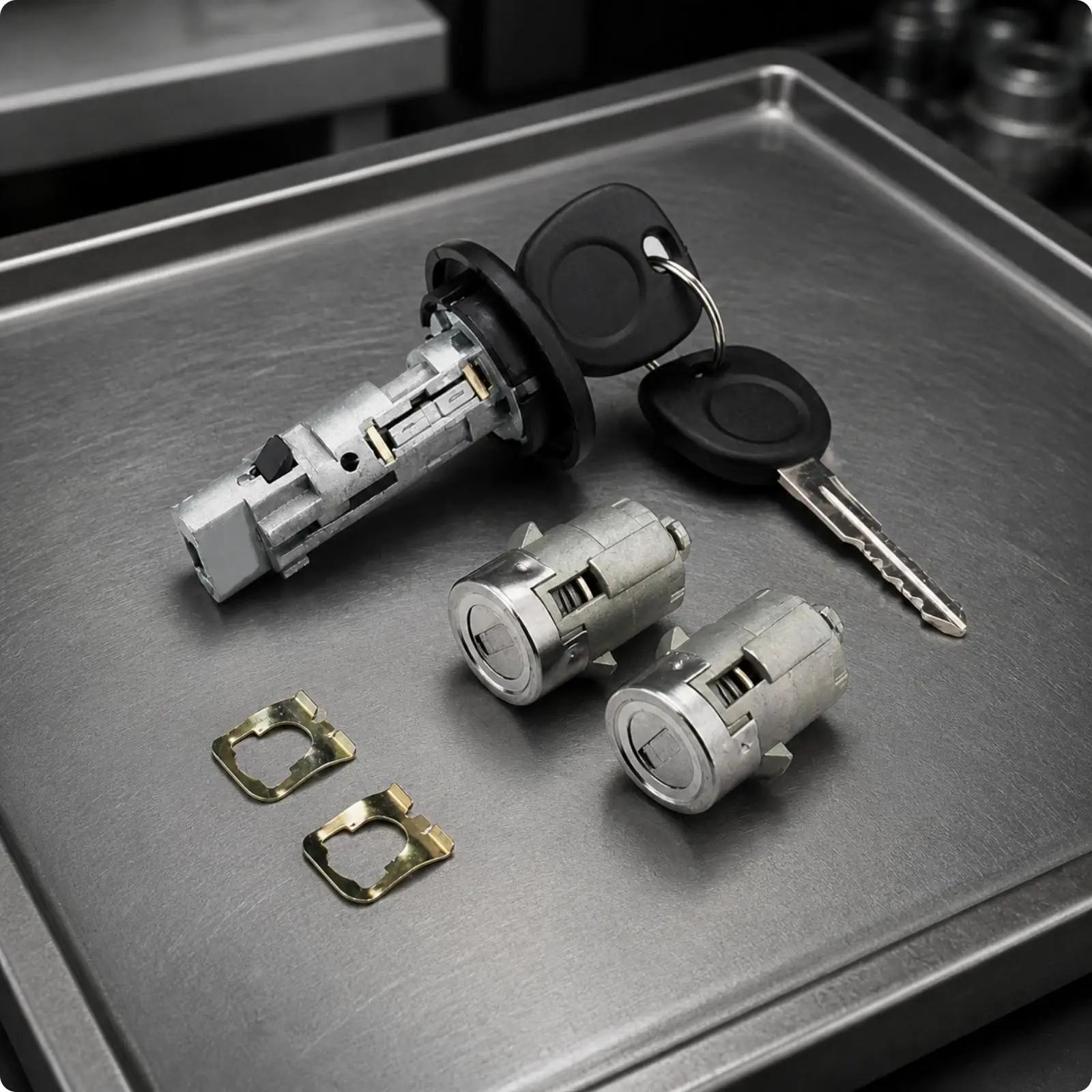 Automotive Car Engine Starter Lock Set with Metal Cylinder and Keys for American Brand Compatible Vehicle Models Replacement