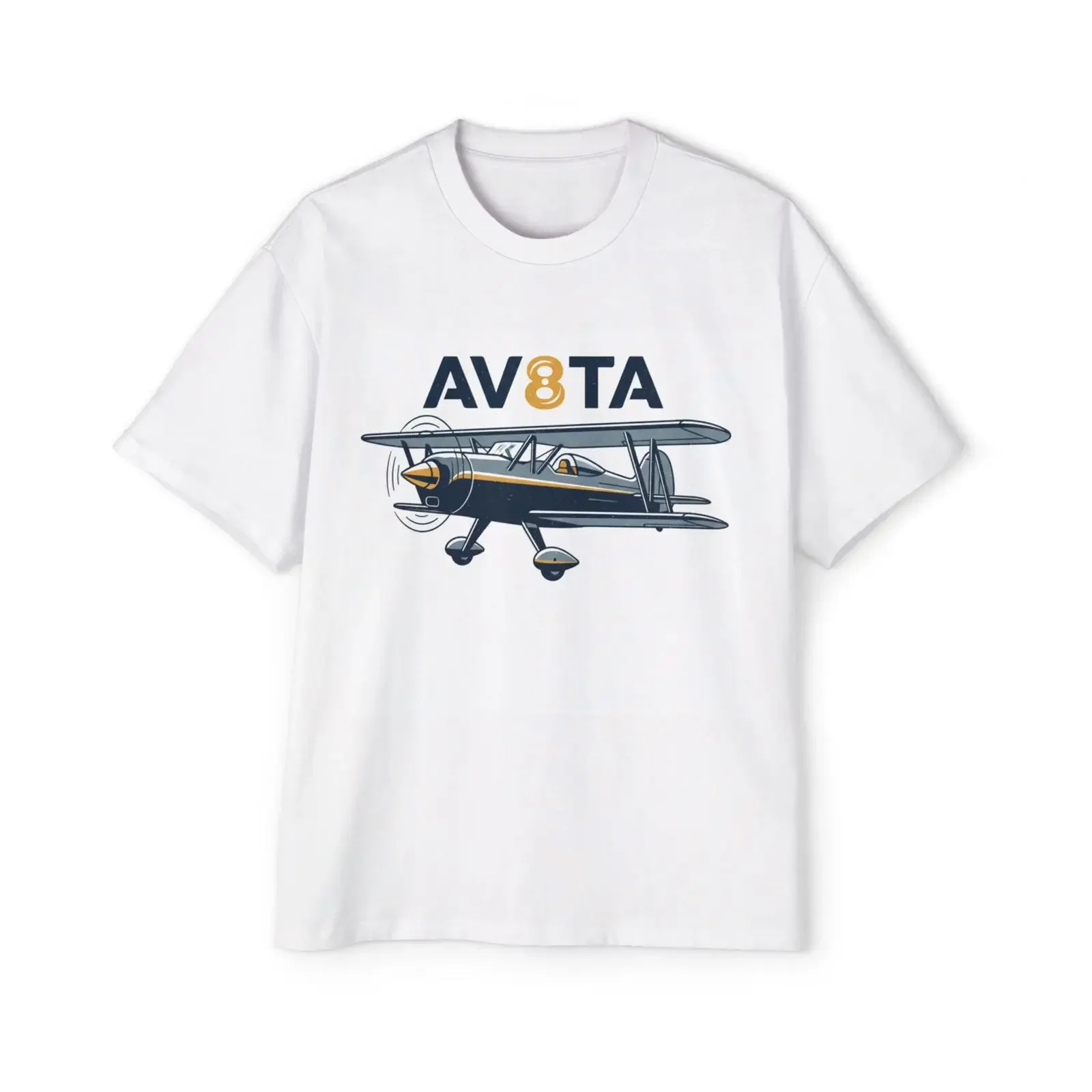 AV8TA Biplane Airplane T Shirt vintage Washed Casual Top For Everyday Wear designer clothes Slightly Stretched Stylish
