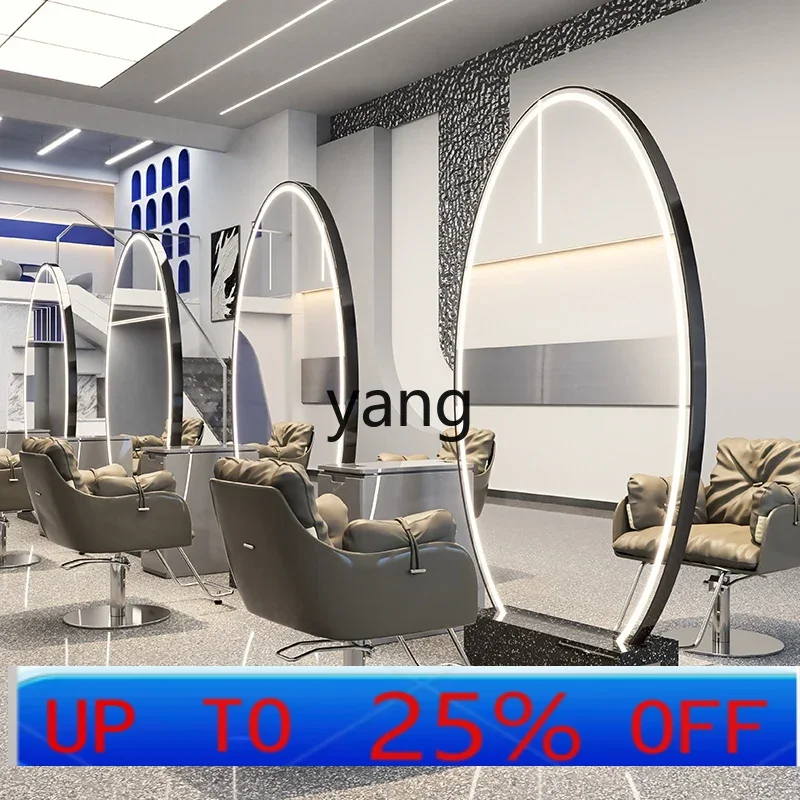 lmm high-end barber shop marble mirror table stainless steel double-sided hair mirror