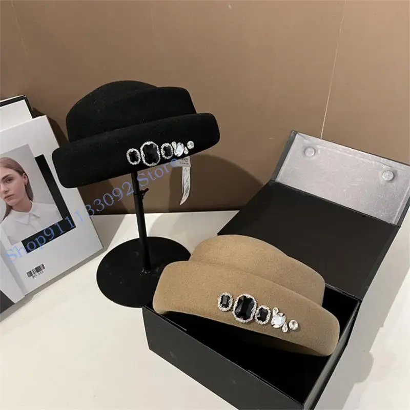 

H9ED RINESTONE WERD TOP HAT Vintage Dome Fashion Beanie Hat для женщин