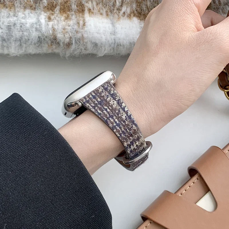 Women Thin Leather Band for Apple Watch 49mm 38mm 40mm 41mm Slim Correa Wristband Strap for iWatch SE 8/7/6/5/4/3/2/1 Bracelet