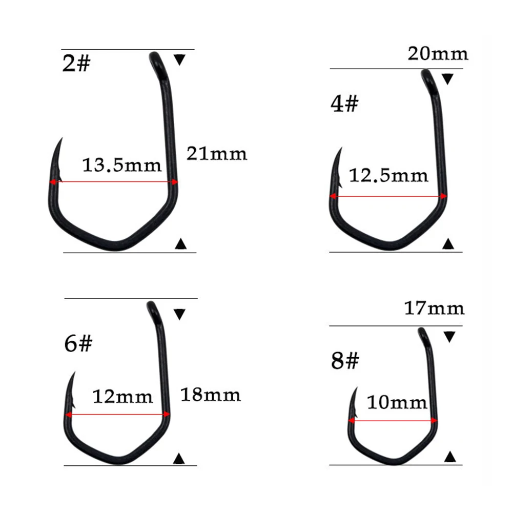 10pcs Carp Fishing Krank Hook Barbed PTFE Coating Super Hook Point High Carbon Steel Fishhooks Tackle Size 2/4/6/8