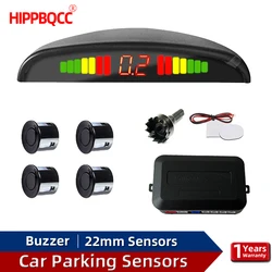 HIPPBQCC Car Parking Sensors Parking Kit LED Display 22mm 4Sensors Backlight Reverse Backup Radar Monitoring System 4 Colors 12V