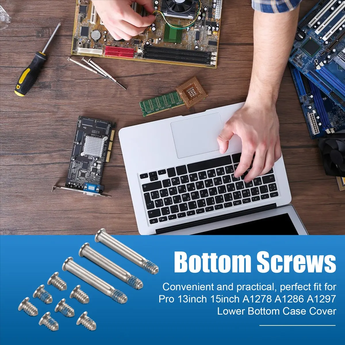 مستقر-100 قطعة/10 مجموعات A1278 A1286 A1297 مسامير سفلية لماك بوك برو 13 بوصة 15 بوصة غطاء سفلي مجموعة مسامير 2008-2012 #2