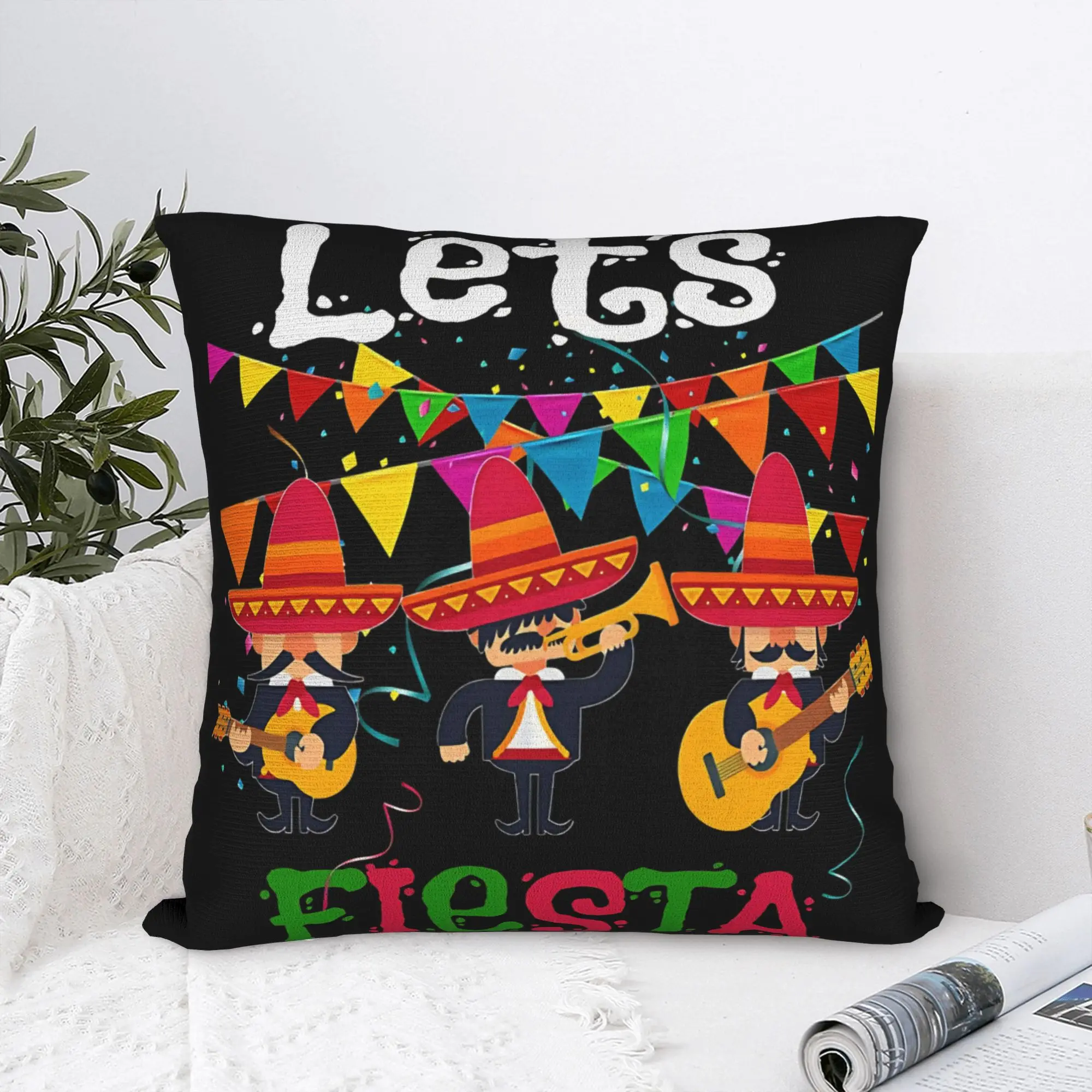 Pillow Case Let's Shift Party Fiesta Comfy Mexican Amigo Cinco De Mayo Pillow Cover For Chair Sofa Home Decor Pillowcases